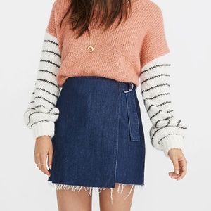 Madewell Denim Raw-Hem Mini Wrap Skirt